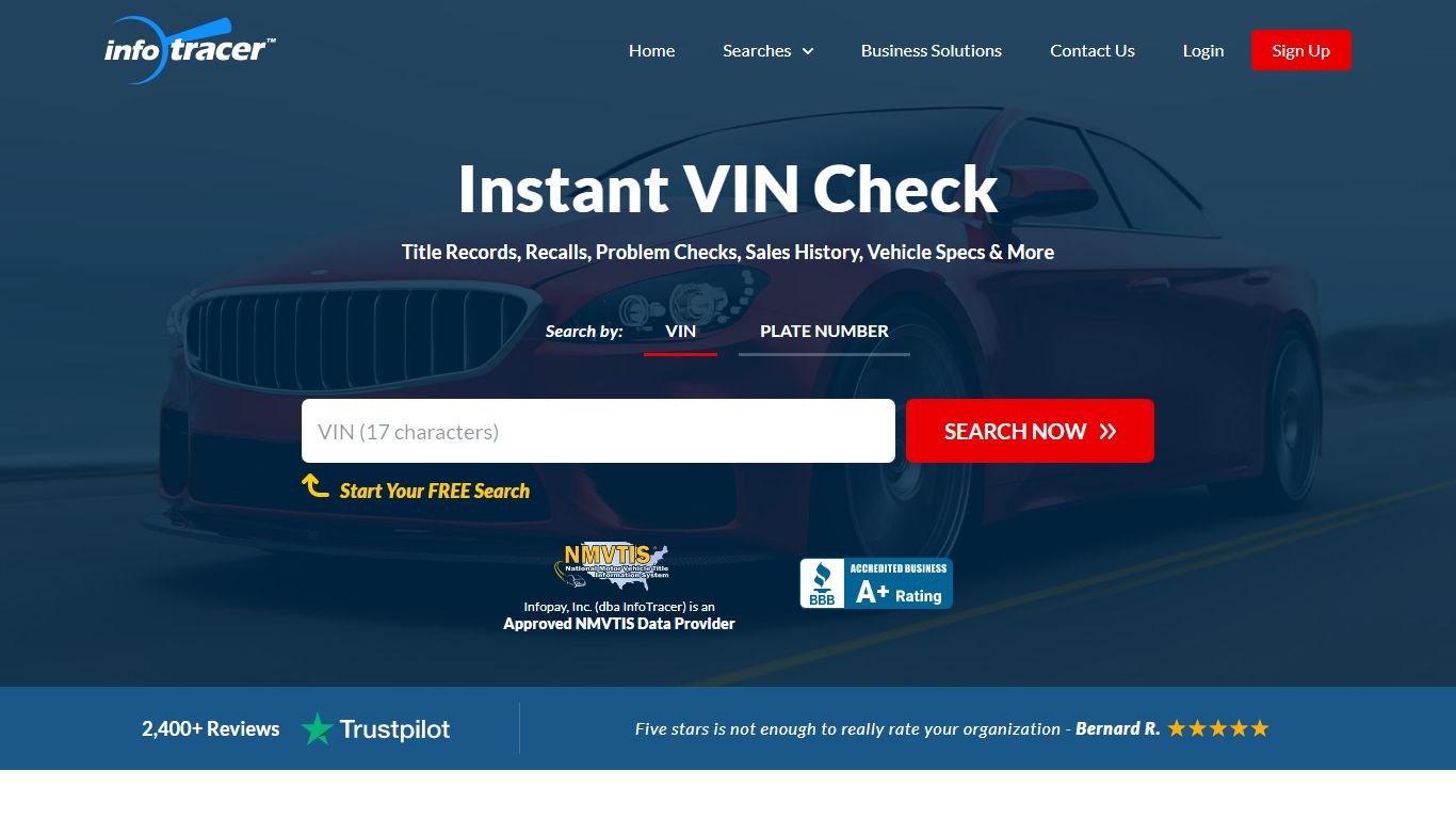 Instant VIN Check | Free VIN Lookup | InfoTracer